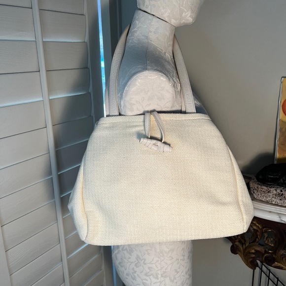 Furla Handbags - Vintage Furla Cream Woven and Leather Shoulder Bag